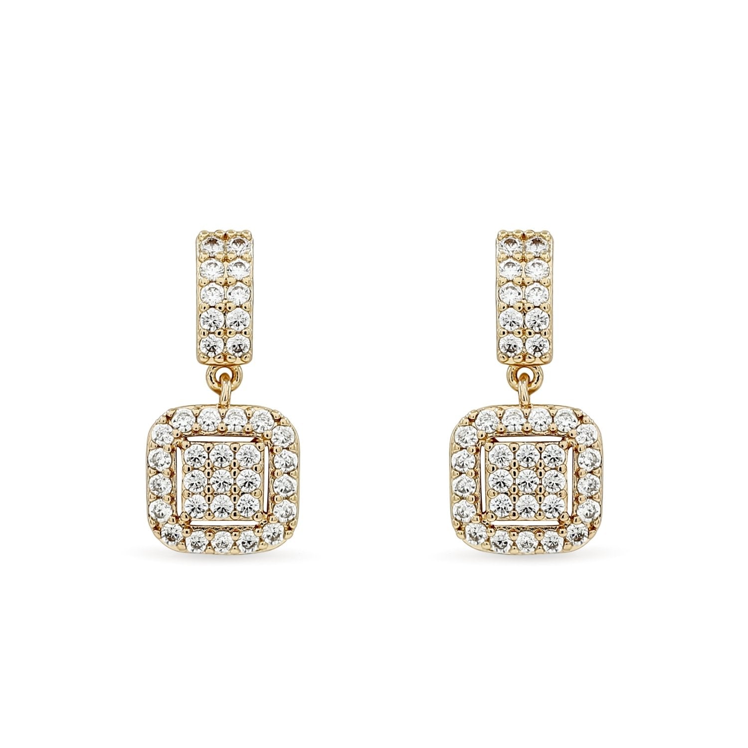Rose Gold Cushion Halo Drop Earrings