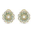 Bhavmayi 14K Gold Ornate Floral Burst Diamond Studded & Deca Cut Polki Accents Earrings