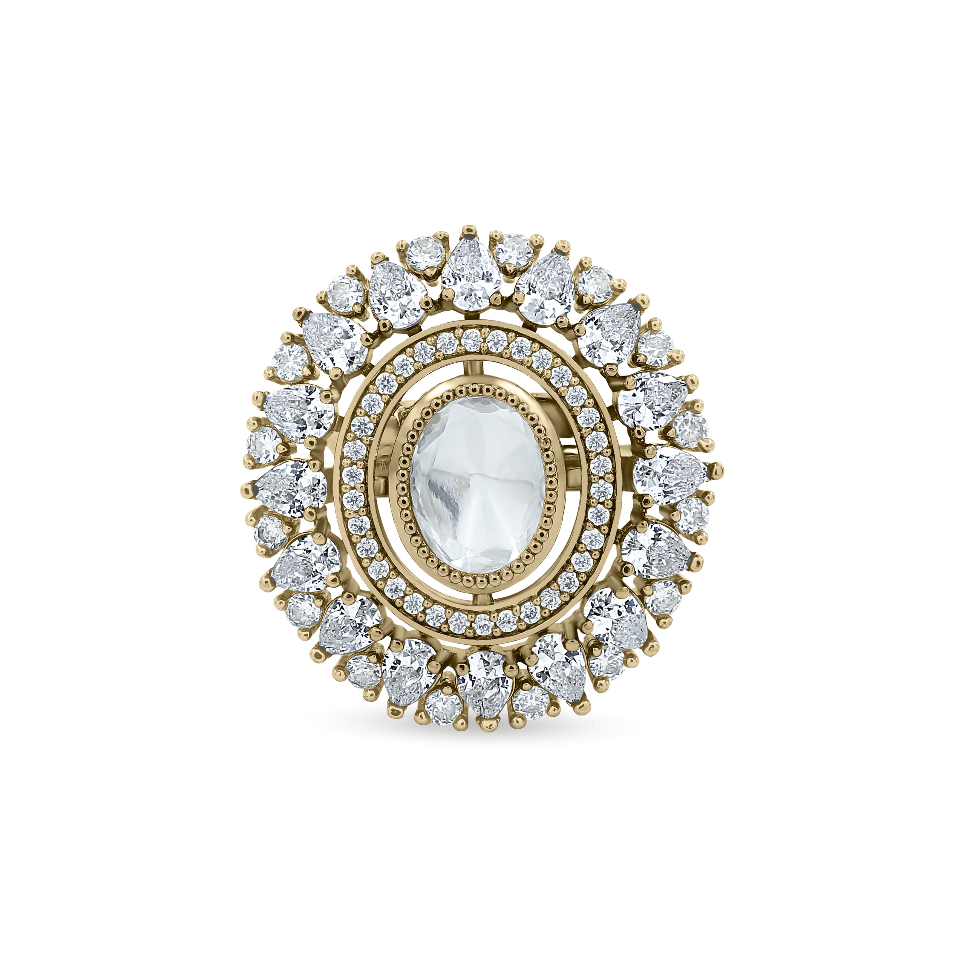 Bhavmayi Royal Polki Emeralds and Diamonds Mandala Statement Ring