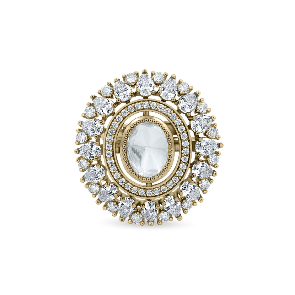 Bhavmayi Royal Polki Emeralds and Diamonds Mandala Statement Ring