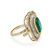 Bhavmayi Diamond Statement Gold Art Deco Oval Ring with Baguette and Pave Cushion Halo