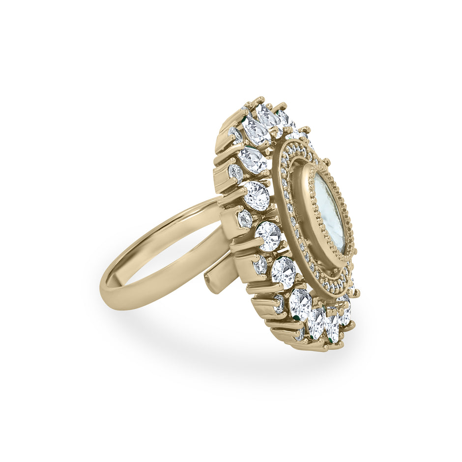 Bhavmayi Royal Polki Emeralds and Diamonds Mandala Statement Ring