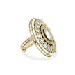 Bhavmayi 14K Yellow Gold Ruby and Diamond Floral Mandala Statement Ring with Seed Pearl Halo