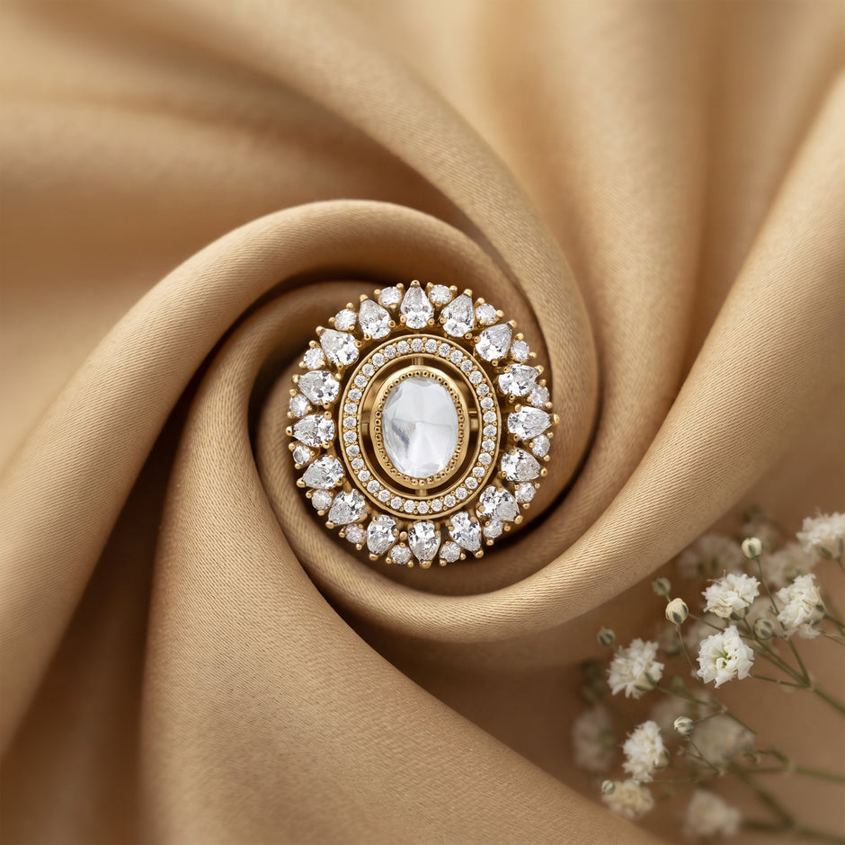 Bhavmayi Royal Polki Emeralds and Diamonds Mandala Statement Ring