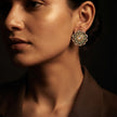 Bhavmayi 14K Gold Ornate Floral Burst Diamond Studded & Deca Cut Polki Accents Earrings