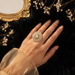 Bhavmayi 14K Yellow Gold Ruby and Diamond Floral Mandala Statement Ring with Seed Pearl Halo