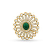 Bhavmayi 14K Gold Finish Modern Sunburst Spokes Pave Outer Halo Oval Diamond Statement  Ring