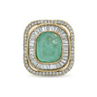 Bhavmayi Diamond Statement Gold Art Deco Oval Ring with Baguette and Pave Cushion Halo