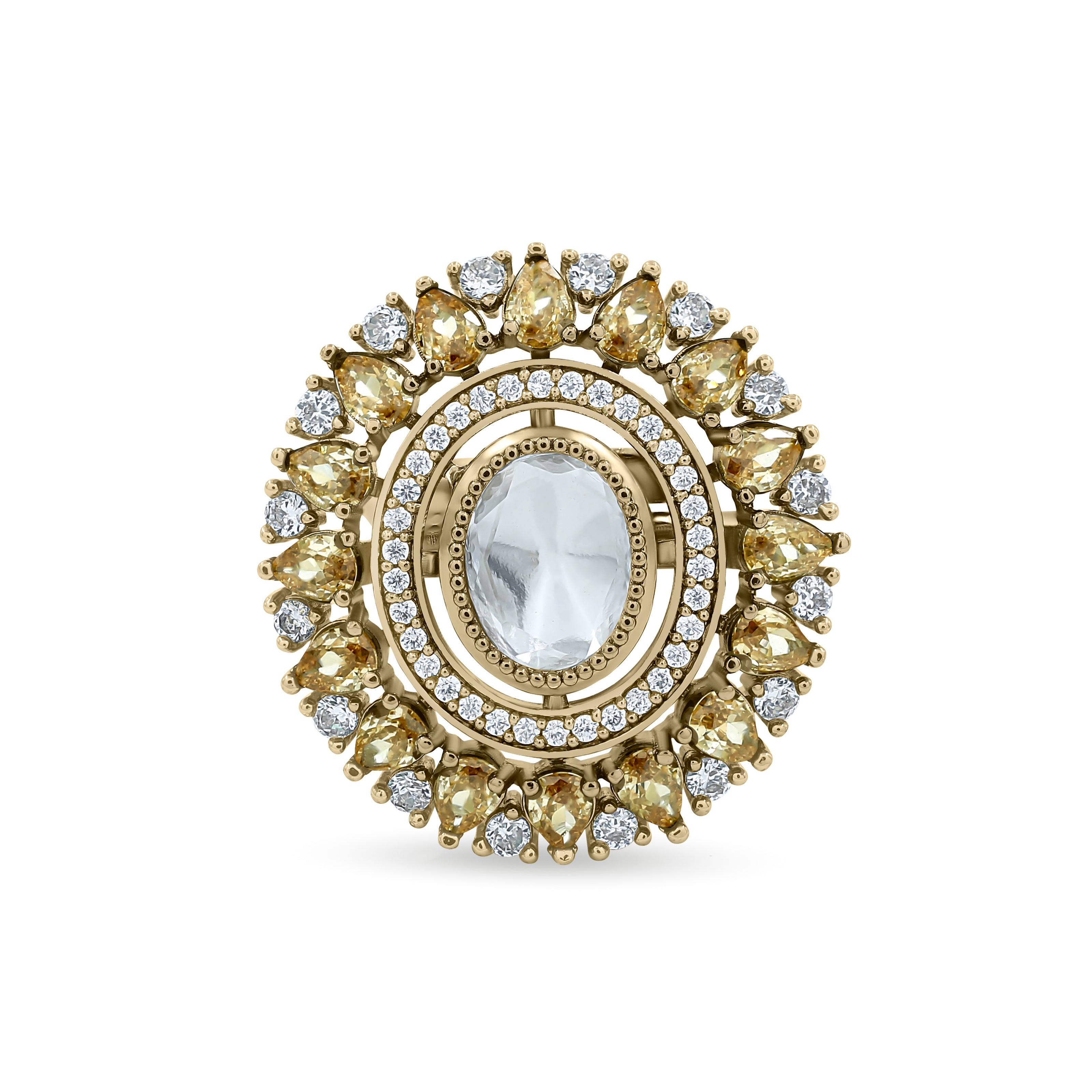 Bhavmayi Royal Polki Emeralds and Diamonds Mandala Statement Ring