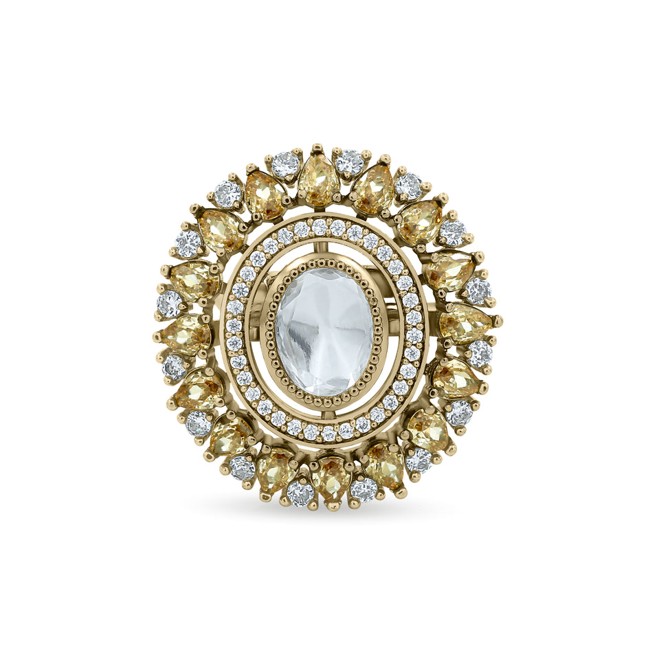 Bhavmayi Royal Polki Emeralds and Diamonds Mandala Statement Ring