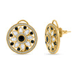 Bhavmayi 14K Gold Round Mandala Stud Earrings with Emerald & Teardrop Diamond Accents