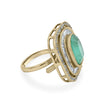 Bhavmayi Diamond Statement Gold Art Deco Oval Ring with Baguette and Pave Cushion Halo
