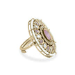 Bhavmayi 14K Yellow Gold Ruby and Diamond Floral Mandala Statement Ring with Seed Pearl Halo