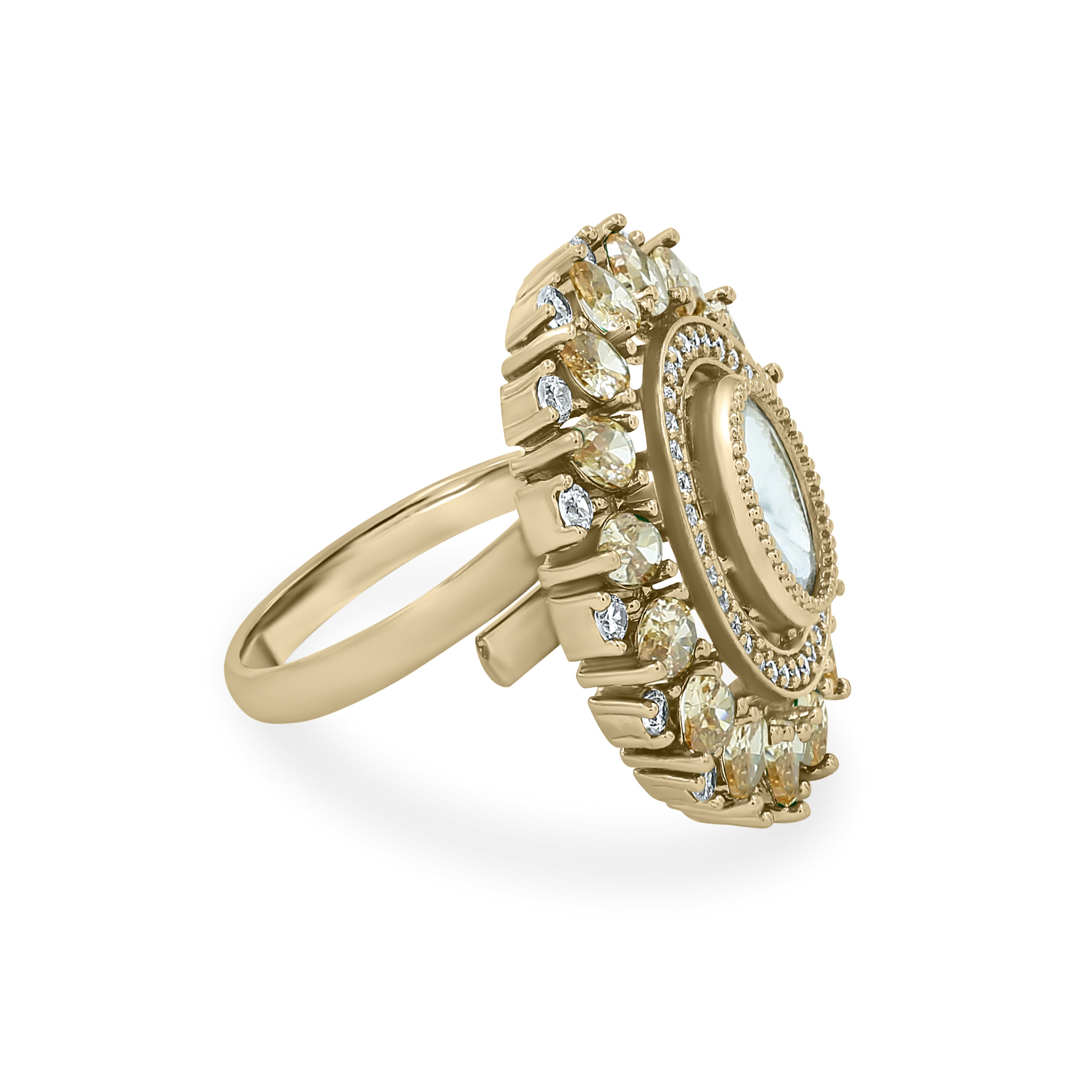 Bhavmayi Royal Polki Emeralds and Diamonds Mandala Statement Ring