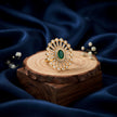 Bhavmayi 14K Gold Finish Modern Sunburst Spokes Pave Outer Halo Oval Diamond Statement  Ring