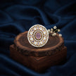 Bhavmayi 14K Yellow Gold Ruby and Diamond Floral Mandala Statement Ring with Seed Pearl Halo