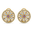 Bhavmayi 14K Gold Round Mandala Stud Earrings with Emerald & Teardrop Diamond Accents