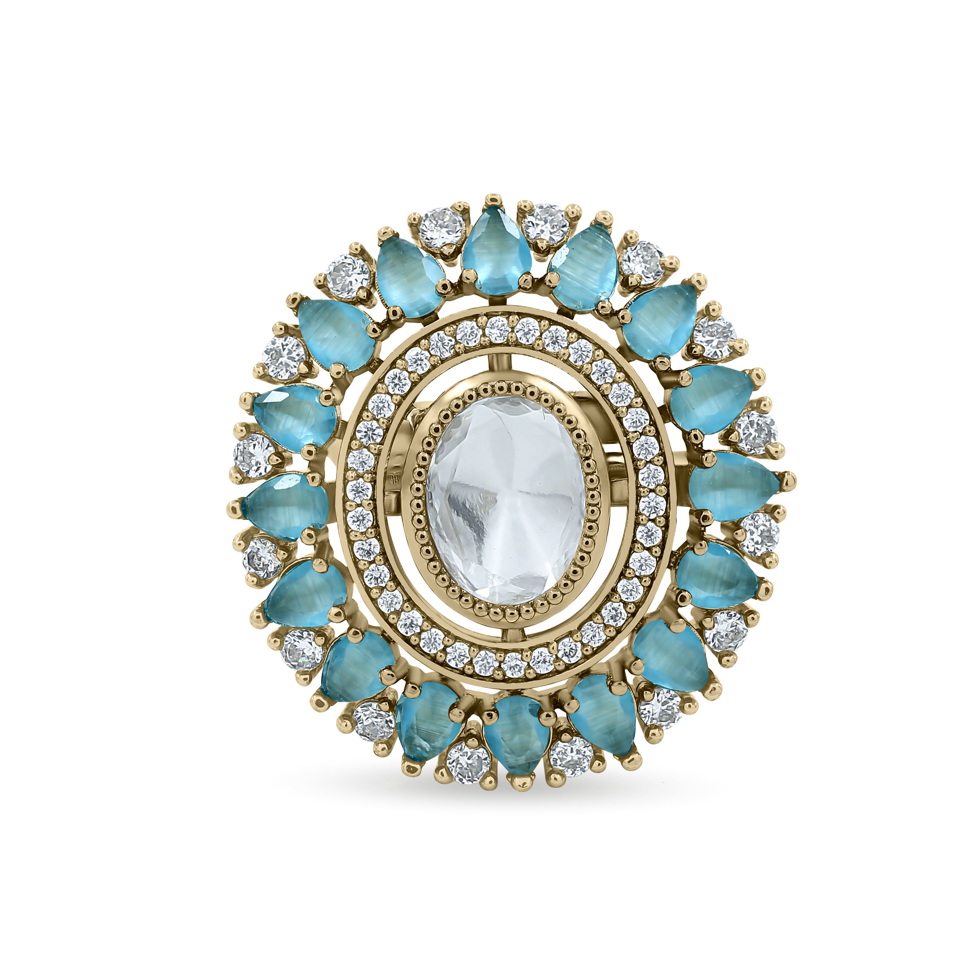 Bhavmayi Royal Polki Emeralds and Diamonds Mandala Statement Ring
