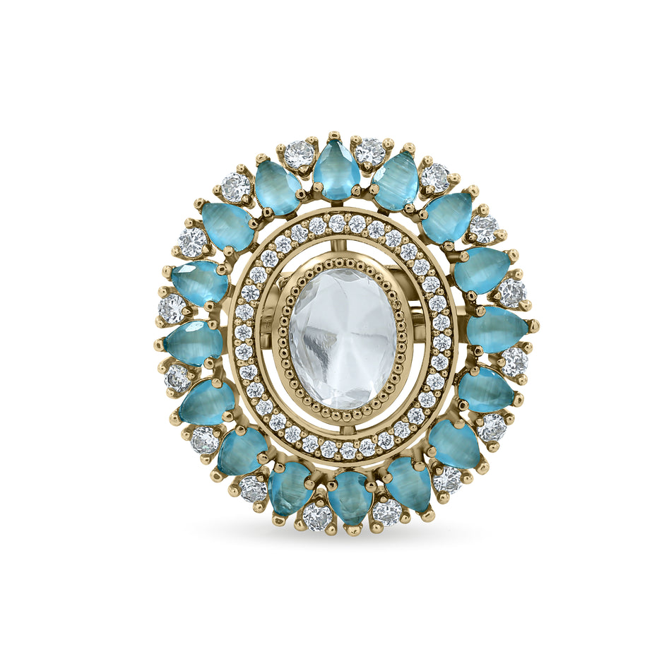 Bhavmayi Royal Polki Emeralds and Diamonds Mandala Statement Ring