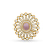 Bhavmayi 14K Gold Finish Modern Sunburst Spokes Pave Outer Halo Oval Diamond Statement  Ring