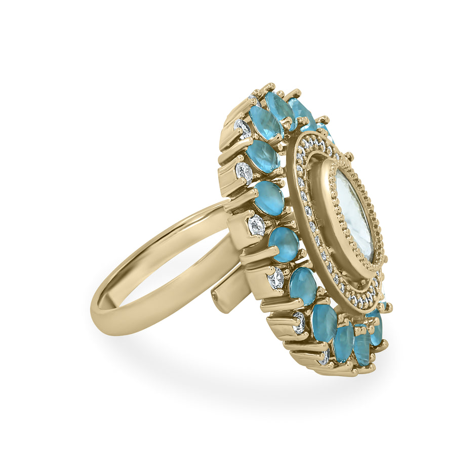Bhavmayi Royal Polki Emeralds and Diamonds Mandala Statement Ring