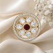 Bhavmayi Flower Mandala Statement Polki-Diamond-Gold Finish Ring