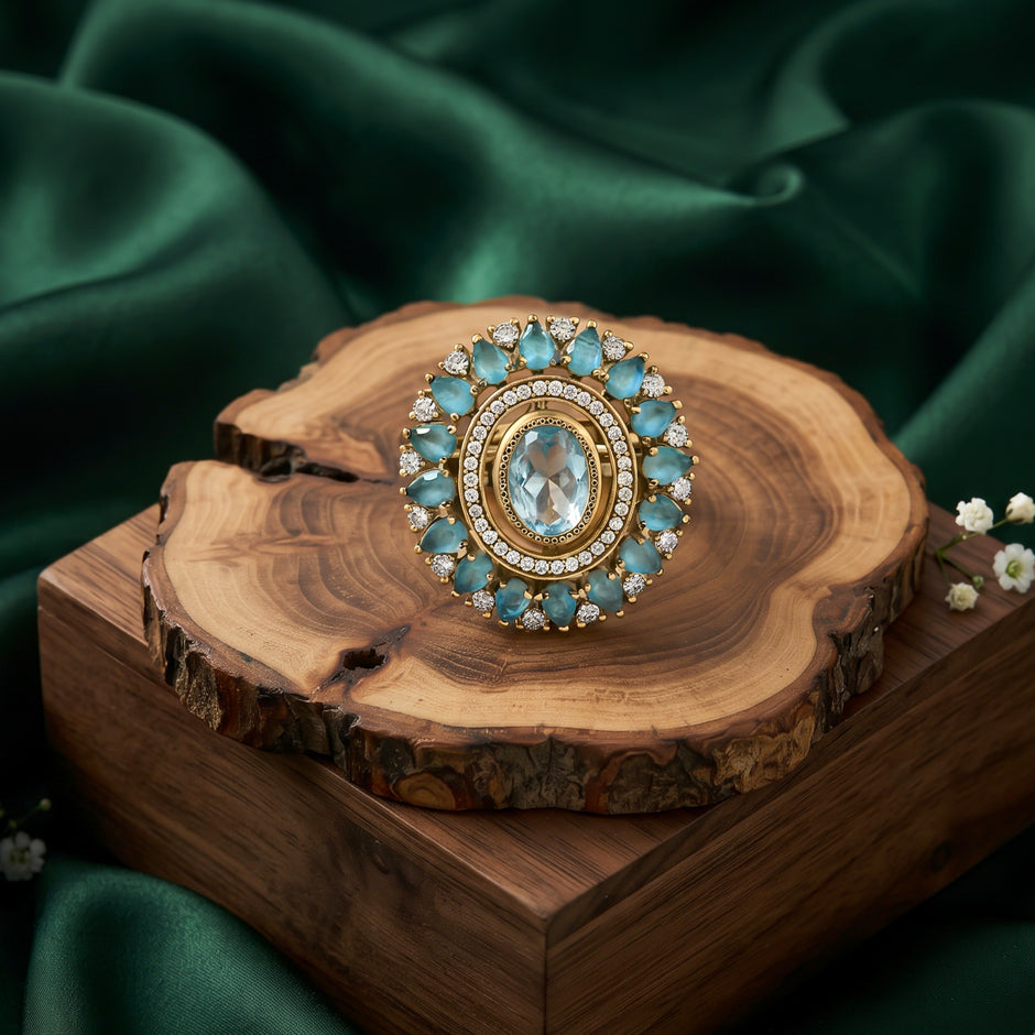 Bhavmayi Royal Polki Emeralds and Diamonds Mandala Statement Ring
