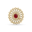 Bhavmayi 14K Gold Finish Modern Sunburst Spokes Pave Outer Halo Oval Diamond Statement  Ring