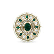 Bhavmayi 14K Yellow Gold Ruby and Diamond Floral Mandala Statement Ring with Seed Pearl Halo