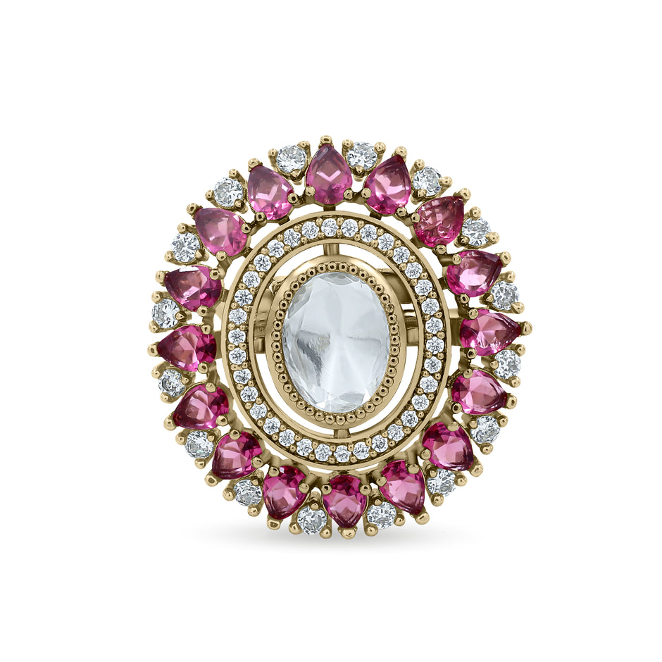 Bhavmayi Royal Polki Emeralds and Diamonds Mandala Statement Ring