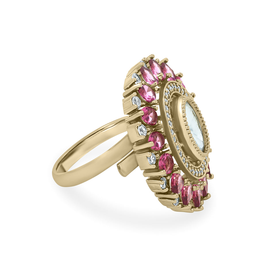 Bhavmayi Royal Polki Emeralds and Diamonds Mandala Statement Ring