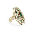 Bhavmayi 14K Yellow Gold Ruby and Diamond Floral Mandala Statement Ring with Seed Pearl Halo