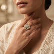 Bhavmayi Flower Mandala Statement Polki-Diamond-Gold Finish Ring