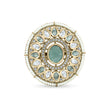 Bhavmayi 14K Yellow Gold Ruby and Diamond Floral Mandala Statement Ring with Seed Pearl Halo