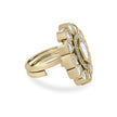 Bhavmayi Oval Zircon Vintage Shield Polki-Diamond Gold Finish Ring with Pave and Trillion Motif Halo