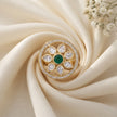 Bhavmayi Flower Mandala Statement Polki-Diamond-Gold Finish Ring