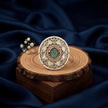 Bhavmayi 14K Yellow Gold Ruby and Diamond Floral Mandala Statement Ring with Seed Pearl Halo