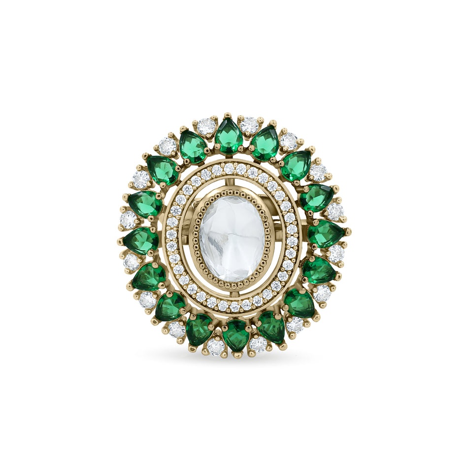 Bhavmayi Royal Polki Emeralds and Diamonds Mandala Statement Ring