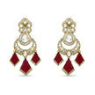 Bhavmayi Royal Chandbali Red Ruby Kite-Drop Statement Earrings with Intricate Gold Filigree Accent
