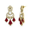 Bhavmayi Royal Chandbali Red Ruby Kite-Drop Statement Earrings with Intricate Gold Filigree Accent