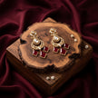 Bhavmayi Royal Chandbali Red Ruby Kite-Drop Statement Earrings with Intricate Gold Filigree Accent