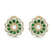 Bhavmayi 14K Gold Ornate Floral Burst Diamond Studded & Deca Cut Polki Accents Earrings