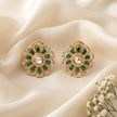 Bhavmayi 14K Gold Ornate Floral Burst Diamond Studded & Deca Cut Polki Accents Earrings