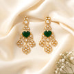 Bhavmayi Royal Heart-Drop Emerald & Gold Filigree Statement Earrings