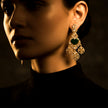 Bhavmayi Royal Heart-Drop Emerald & Gold Filigree Statement Earrings