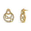 Bhavmayi 14K Gold Modern Hoop-Style Polki Stud Earrings with Diamond Accents