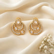 Bhavmayi 14K Gold Modern Hoop-Style Polki Stud Earrings with Diamond Accents