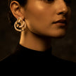 Bhavmayi 14K Gold Modern Hoop-Style Polki Stud Earrings with Diamond Accents