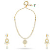 Bhavmayi Elegant and Classic Lustrous Pearl Floral Pendant Style Heritage Necklace Set with Earrings