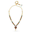 Bhavmayi Vibrant Marquise Navratna Stone and Teardrop Pearl Style Multi-Color Heritage Necklace Set with Earrings